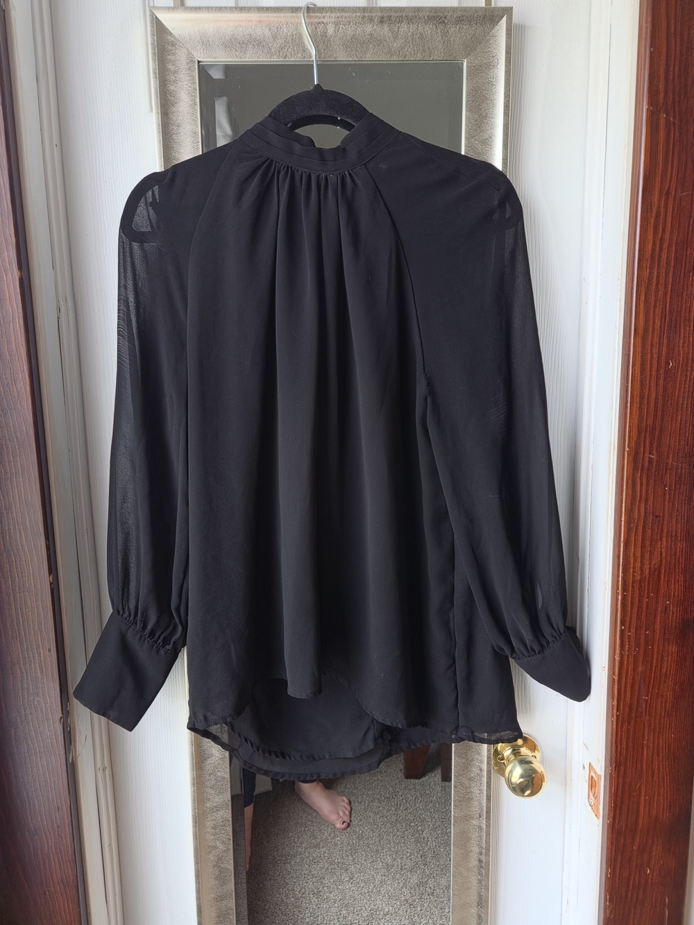 Dynamite Black High-Neck Long-Sleeve Blouse